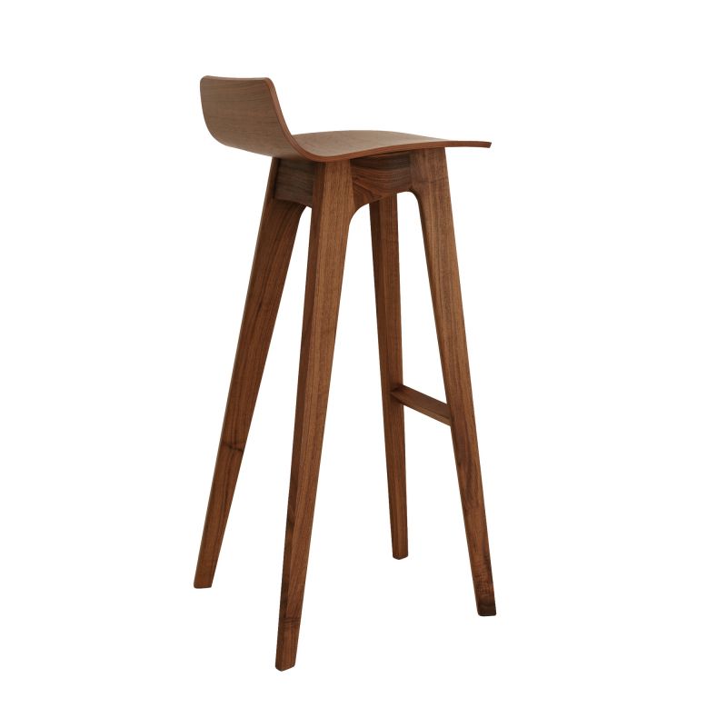 Morph Barhocker mit 65 cm Sitzhöhe aus amerikanischem Nussbaum, modernes Design.